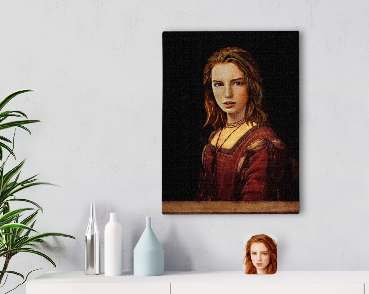 Kişiye Özel Kadın Rönesans Tasarımlı Kanvas Tablo 30x50cm-1