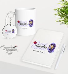 Kişiye Özel Sosyal Bilgiler Öğretmeni Kupa Anahtarlık Beyaz Defter Kalem Hediye Seti-2