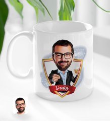 Kişiye Özel İsimli Erkek Karikatürlü Beyaz Kupa Bardak-50