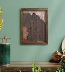 BK Home Woman Line Tasarımlı Doğal Masif Ahşap Çerçeveli Tablo 45x65cm-8