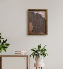 BK Home Woman Line Tasarımlı Doğal Masif Ahşap Çerçeveli Tablo 45x65cm-8