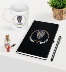 Kişiye Özel Komiser Yardımcısı Temalı Siyah Defter Kalem Kupa Seti - 2
