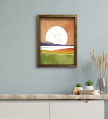 BK Gift Otel Odası Konseptli Doğal Masif Ahşap Çerçeveli Tablo 30x40cm-72