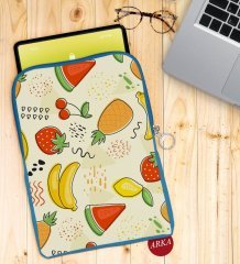 BK Gift Meyveler Tasarımlı Taşınabilir Koruyucu Tablet Kılıfı & Organizer Çanta - Mavi-2