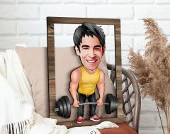 BK Gift Kişiye Özel Erkek Halterci Karikatürlü 3D Ahşap Tablo, Sevgiliye Hediye, Arkadaşa Hediye, Yıl Dönümü Hediyesi, Doğum Günü Hediyesi-1