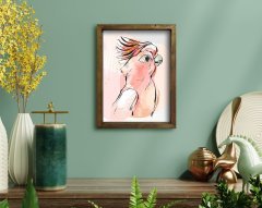 BK Home Doğal Masif Ahşap Çerçeveli Tablo 45x65cm-81