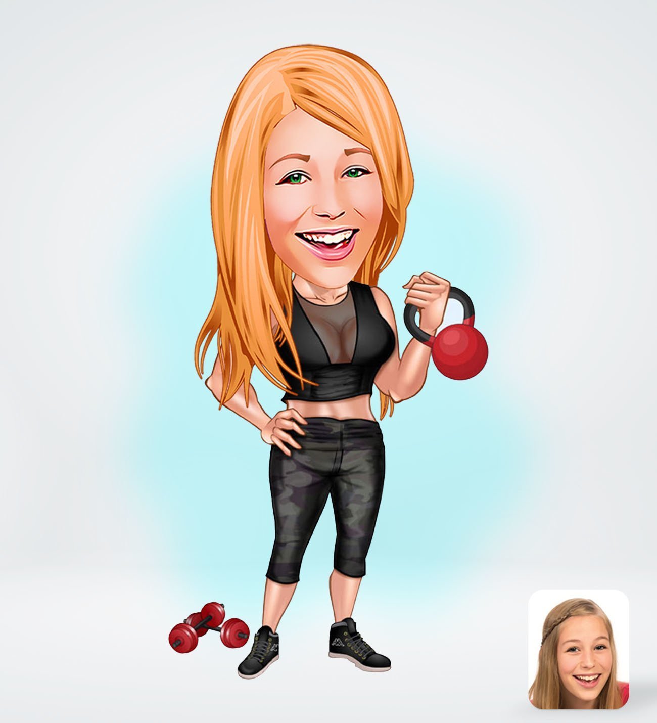 BK Gift Kişiye Özel Kadın Sporcu Karikatürlü Sosyal Medya Dijital Profil Fotoğrafı - Model 2