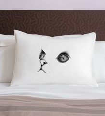 BK Gift Eğlenceli Kedi Tasarımlı Pamuklu Yastık Kılıfı-3 50x70cm , Sevgiliye Hediye, Ev Hediyesi, Tasarım Ev Tekstili
