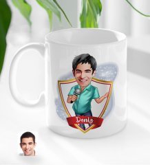 Kişiye Özel İsimli Erkek Şarkıcı Karikatürlü Beyaz Kupa Bardak-1