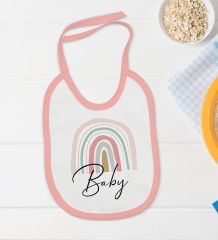 BK Kids Baby Tasarımlı Pembe Bebek Body Zıbın ve Mama Önlüğü Hediye Seti-1