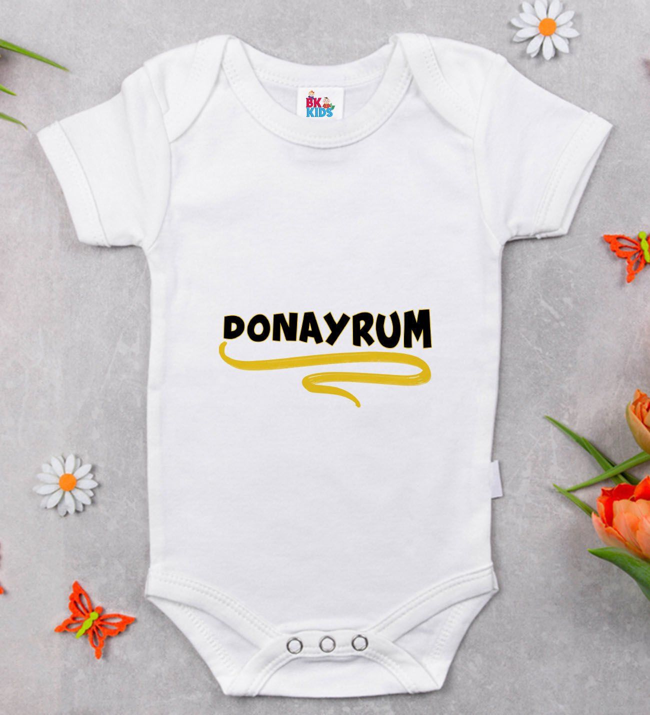 BK Kids Donayrum Tasarımlı Beyaz Bebek Body Zıbın-1