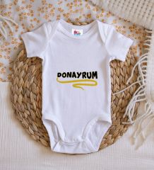 BK Kids Donayrum Tasarımlı Beyaz Bebek Body Zıbın-1