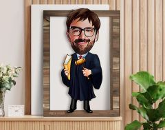 BK Gift Kişiye Özel Erkek Hakim Karikatürlü 3D Ahşap Tablo, Sevgiliye Hediye, Arkadaşa Hediye, Yıl Dönümü Hediyesi, Doğum Günü Hediyesi-1