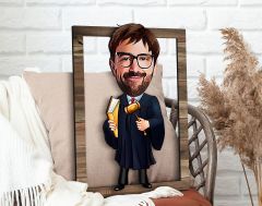 BK Gift Kişiye Özel Erkek Hakim Karikatürlü 3D Ahşap Tablo, Sevgiliye Hediye, Arkadaşa Hediye, Yıl Dönümü Hediyesi, Doğum Günü Hediyesi-1
