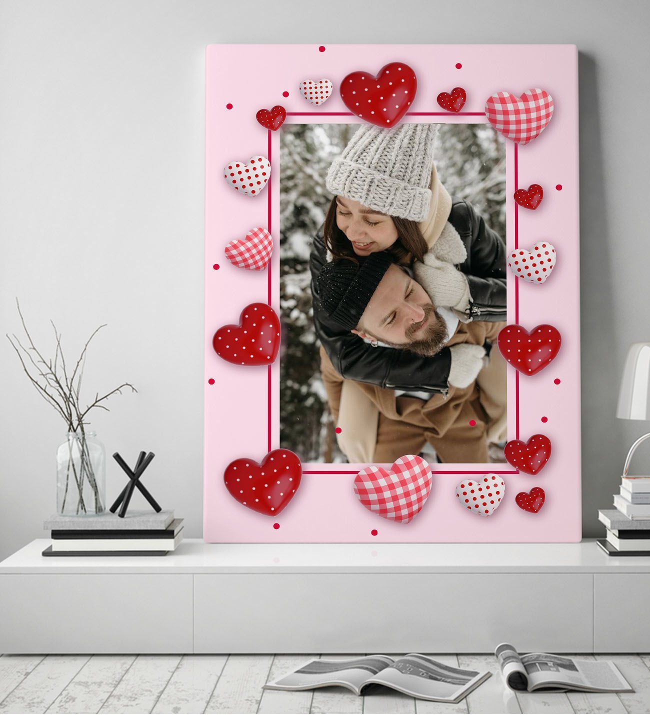 BK Gift Sevgililere Özel Fotoğraflı Kanvas Tablo, Sevgiliye Hediye, Sevgililer Günü, Fotoğraflı Tablo (50x70cm)