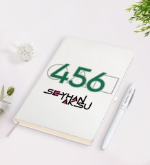 Kişiye Özel Squid Game Tasarımlı Beyaz Defter ve Kalem Seti-11