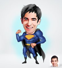 BK Gift Kişiye Özel Erkek Süper Kahraman Karikatürlü Sosyal Medya Dijital Profil Fotoğrafı - Model 7
