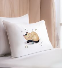 BK Gift Eğlenceli Kedi Tasarımlı Pamuklu Yastık Kılıfı-2 50x70cm , Sevgiliye Hediye, Ev Hediyesi, Tasarım Ev Tekstili