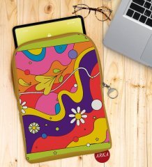 BK Gift Modern Art Tasarımlı Taşınabilir Koruyucu Tablet Kılıfı & Organizer Çanta - Sarı-2