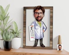 BK Gift Kişiye Özel Erkek Göz Doktoru Karikatürlü 3D Ahşap Tablo, Sevgiliye Hediye, Arkadaşa Hediye, Yıl Dönümü Hediyesi, Doğum Günü Hediyesi-1