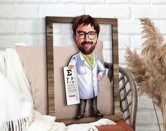 BK Gift Kişiye Özel Erkek Göz Doktoru Karikatürlü 3D Ahşap Tablo, Sevgiliye Hediye, Arkadaşa Hediye, Yıl Dönümü Hediyesi, Doğum Günü Hediyesi-1