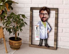 BK Gift Kişiye Özel Erkek Göz Doktoru Karikatürlü 3D Ahşap Tablo, Sevgiliye Hediye, Arkadaşa Hediye, Yıl Dönümü Hediyesi, Doğum Günü Hediyesi-1