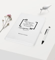 Kişiye Özel Atatürk Temalı Beyaz Defter Kalem Hediye Seti - 1