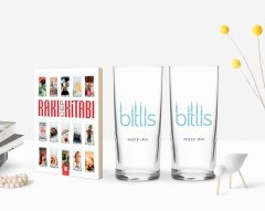 Kişiye Özel Renkli Baskılı Bitlis Tasarımlı Turistik İkili Rakı Bardağı ve Rakı Cep Kitabı Hediye Seti-1