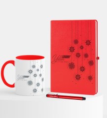 Kişiye Özel Yılbaşı Mutlu Yıllar Temalı Kırmızı Defter Kalem Kupa Seti - 10