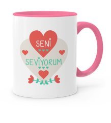 Kişiye Özel Sevgililer Günü Temalı Pembe Kupa Bardak - 61