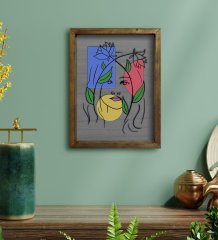BK Home Woman Line Tasarımlı Doğal Masif Ahşap Çerçeveli Tablo 45x65cm-5