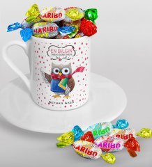 Kişiye Özel Tarih Öğretmeni Türk Kahvesi Fincanı ve Haribo Şeker Hediye Seti-3