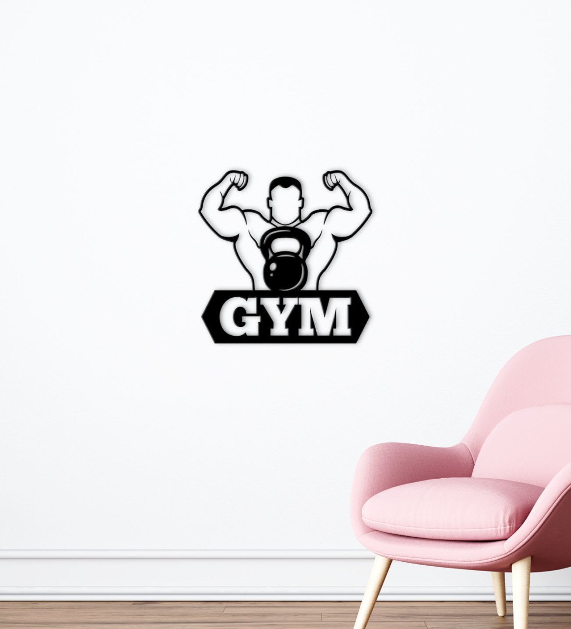 BK Home GYM Tasarımlı Ahşap Duvar Süsü-17