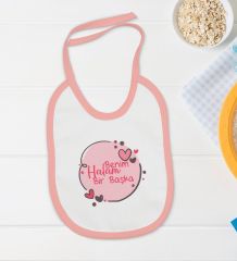 BK Kids Benim Halam Bir Başka Tasarımlı Pembe Bebek Body Zıbın ve Mama Önlüğü Hediye Seti-1