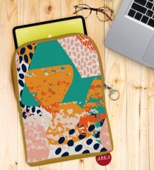 BK Gift Modern Art Tasarımlı Taşınabilir Koruyucu Tablet Kılıfı & Organizer Çanta - Sarı-1