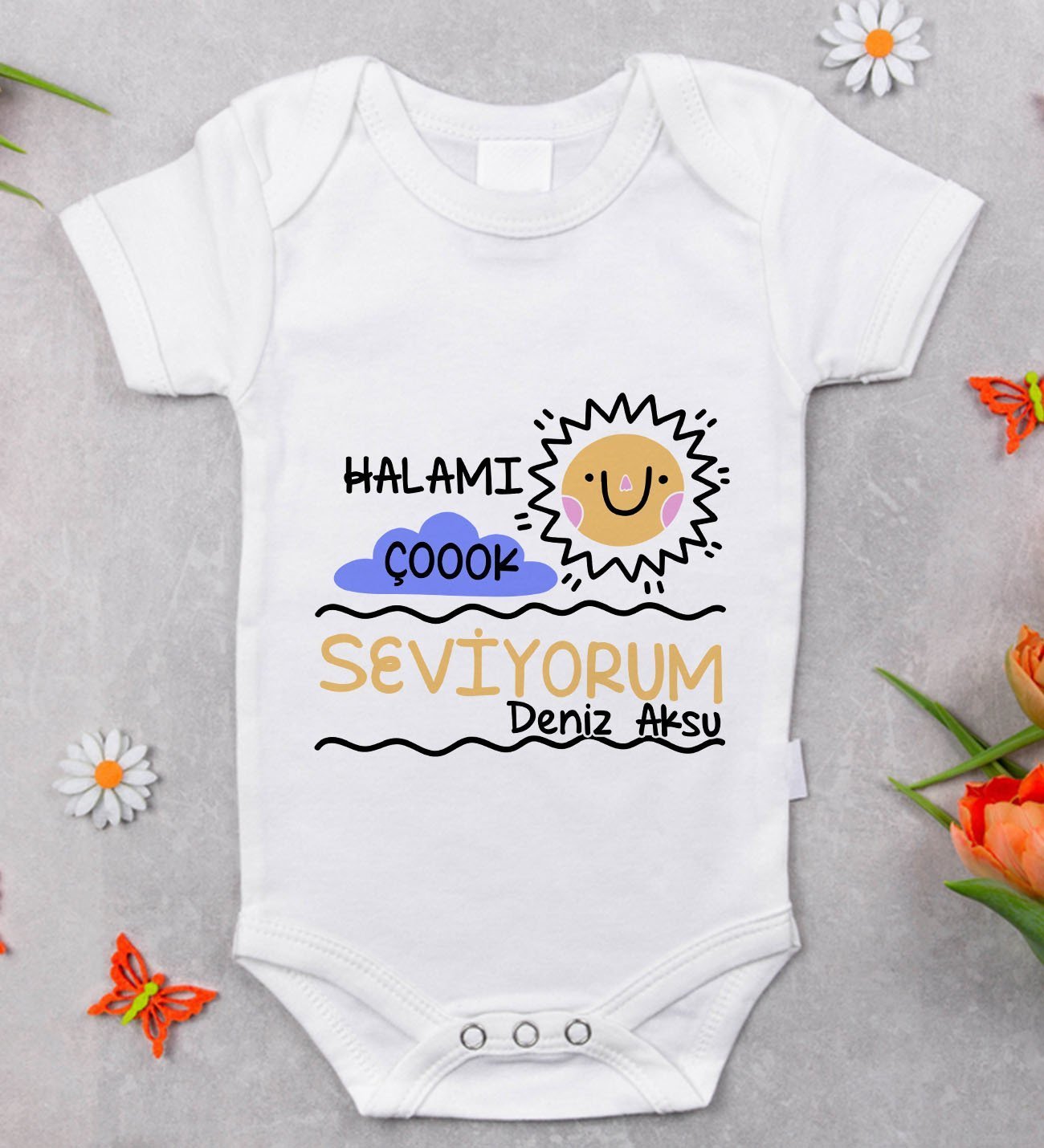 BK Kids İsimli Halamı Çok Seviyorum Tasarımlı Bebek Body Zıbın - Model 1