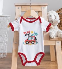 BK Kids Play Time Tasarımlı Kırmızı Bebek Body Zıbın-1