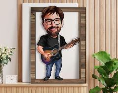 BK Gift Kişiye Özel Erkek Gitarist Karikatürlü 3D Ahşap Tablo, Sevgiliye Hediye, Arkadaşa Hediye, Yıl Dönümü Hediyesi, Doğum Günü Hediyesi-3