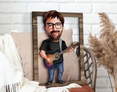 BK Gift Kişiye Özel Erkek Gitarist Karikatürlü 3D Ahşap Tablo, Sevgiliye Hediye, Arkadaşa Hediye, Yıl Dönümü Hediyesi, Doğum Günü Hediyesi-3