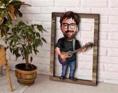 BK Gift Kişiye Özel Erkek Gitarist Karikatürlü 3D Ahşap Tablo, Sevgiliye Hediye, Arkadaşa Hediye, Yıl Dönümü Hediyesi, Doğum Günü Hediyesi-3