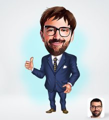 BK Gift Kişiye Özel Erkek Ceo Karikatürlü Sosyal Medya Dijital Profil Fotoğrafı - Model 6