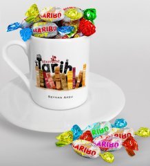 Kişiye Özel Tarih Öğretmeni Türk Kahvesi Fincanı ve Haribo Şeker Hediye Seti-2
