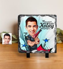 Kişiye Özel Bay Kuaför Karikatürlü Dekoratif Doğal Taş - 1