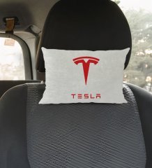 BK Gift Tesla Tasarımlı Dikdörtgen Araç Koltuk Yastığı-1