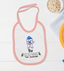 BK Kids Bu Işıltılı Hayatı Ben Seçmedim Tasarımlı Pembe Bebek Body Zıbın ve Mama Önlüğü Hediye Seti-1