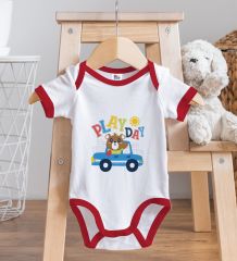 BK Kids Play Day Tasarımlı Kırmızı Bebek Body Zıbın-1