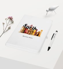 Kişiye Özel Tarih Öğretmeni Temalı Beyaz Defter Kalem Hediye Seti - 2