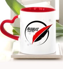 Kişiye Özel Mesleki Avukat Kırmızı Kalpli Kupa Bardak - 18