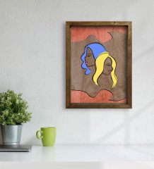 BK Home Woman Line Tasarımlı Doğal Masif Ahşap Çerçeveli Tablo 45x65cm-3
