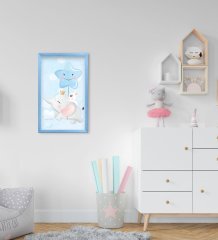 BK Home Sevimli Fil Tasarımlı Dekoratif Mavi Ahşap Çerçeveli Çocuk Odası Tablo-10